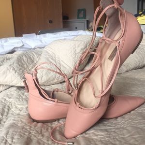 Ballet flats, tie up ankles